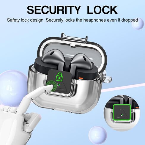 for Samsung Galaxy Buds 3 Pro Case/Galaxy Buds 3 Case with Secure Lock Clip, Flexible TPU Clear Case for Galaxy Buds Pro 3 Shockproof Protective Cover with Cleaner Kit&Carabiner&Lanyard (Clear Purple) in Kuwait