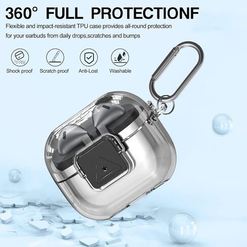 for Samsung Galaxy Buds 3 Pro Case/Galaxy Buds 3 Case with Secure Lock Clip, Flexible TPU Clear Case for Galaxy Buds Pro 3 Shockproof Protective Cover with Cleaner Kit&Carabiner&Lanyard (Clear Purple) in Kuwait