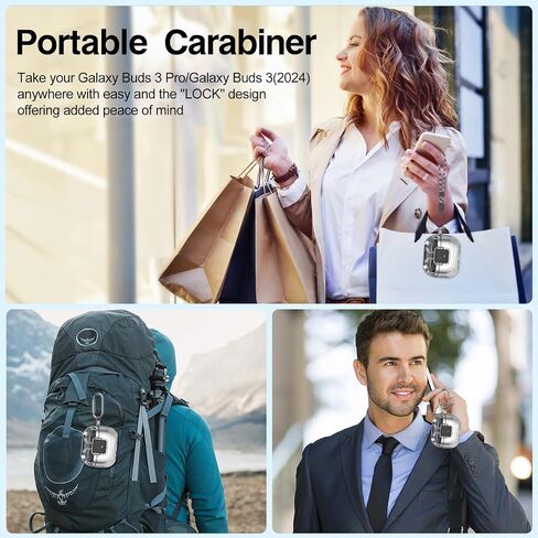 for Samsung Galaxy Buds 3 Pro Case/Galaxy Buds 3 Case with Secure Lock Clip, Flexible TPU Clear Case for Galaxy Buds Pro 3 Shockproof Protective Cover with Cleaner Kit&Carabiner&Lanyard (Clear Purple) in Kuwait