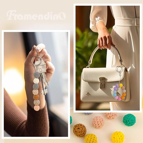 Framendino, 60 Pack Wooden Crochet Beads 16mm Assorted Color Cotton Covered Bead Round Wood Knitting Ball for DIY Crafts Bracelet Jewelry Making in Saudi Arabia