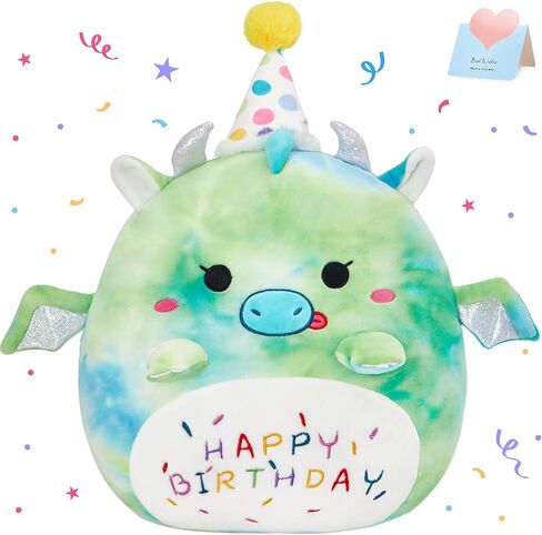BSTAOFY 14'' Cute Happy Birthday Puppy Soft Plush Pillow Birthday Dog Stuffed Animal Birthday Gifts for Girls Boys Baby Kids in Saudi Arabia