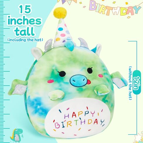 BSTAOFY 14'' Cute Happy Birthday Puppy Soft Plush Pillow Birthday Dog Stuffed Animal Birthday Gifts for Girls Boys Baby Kids in Saudi Arabia