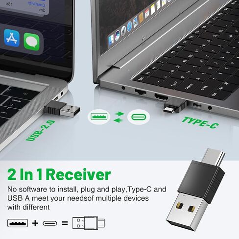 نهر العرض اللاسلكي مع مؤشر الليزر الأحمر ، 2 في 1 نوع USB نوع C للعروض التقديمية PowerPoint مع التحكم في مستوى الصوت ، مقدمة طويلة المدى القابلة لإعادة الشحن لجهاز كمبيوتر مفتاح Slide Google Slide in Kuwait