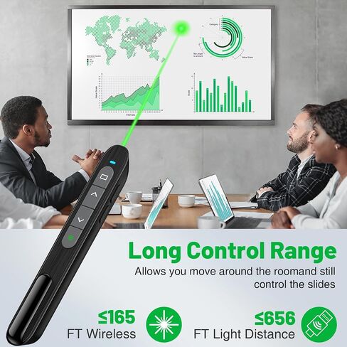 نهر العرض اللاسلكي مع مؤشر الليزر الأحمر ، 2 في 1 نوع USB نوع C للعروض التقديمية PowerPoint مع التحكم في مستوى الصوت ، مقدمة طويلة المدى القابلة لإعادة الشحن لجهاز كمبيوتر مفتاح Slide Google Slide in Kuwait
