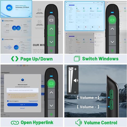 نهر العرض اللاسلكي مع مؤشر الليزر الأحمر ، 2 في 1 نوع USB نوع C للعروض التقديمية PowerPoint مع التحكم في مستوى الصوت ، مقدمة طويلة المدى القابلة لإعادة الشحن لجهاز كمبيوتر مفتاح Slide Google Slide in Kuwait