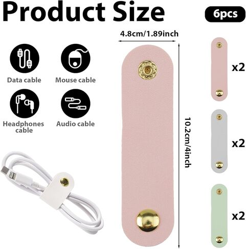 10pcs Leather Cord Organizer Straps Travel Cord Leather Snap Brown PU Phone Cord Ties for Charging Cables Reusable Leather Cord Keeper Leather Cable Ties Snap Closure for Charging Cord Power Cord in Kuwait