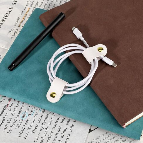 10pcs Leather Cord Organizer Straps Travel Cord Leather Snap Brown PU Phone Cord Ties for Charging Cables Reusable Leather Cord Keeper Leather Cable Ties Snap Closure for Charging Cord Power Cord in Kuwait