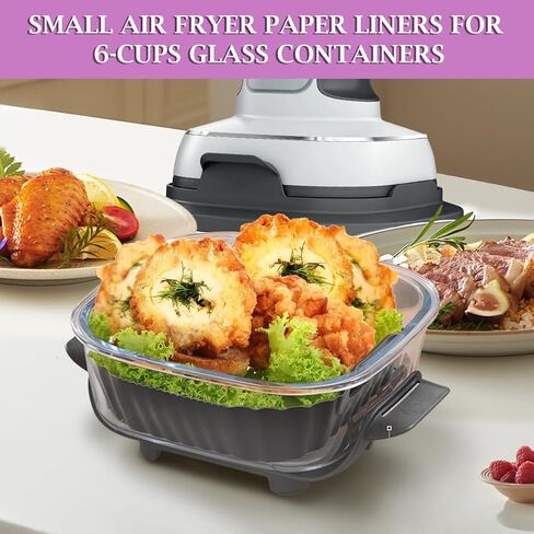 YQL 2PCS Silicone Air Fryer Liners for Ninja Crispi FN101 Air Fryer, Non-Stick Reusable Accessories Basket for Portable Glass Air Fryer, Big Liner for 4 QT Container & Small Liner for 6 Cups Container in Kuwait