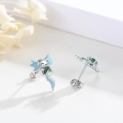 Axolotl Stud Earrings for Women 925 Sterling Silver Axolotl Earrings Hypoallergenic Animal Jewelry Gift in Kuwait