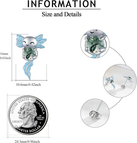 Axolotl Stud Earrings for Women 925 Sterling Silver Axolotl Earrings Hypoallergenic Animal Jewelry Gift in Kuwait