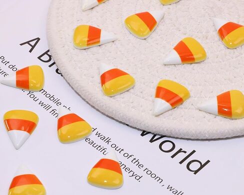 Penta Angel 20Pcs Mini Resin Flatback Fake Candy Corn Bead Embellishments for Halloween Fall Christmas Party Decoration Crafts DIY (Orange, Yellow) in Saudi Arabia