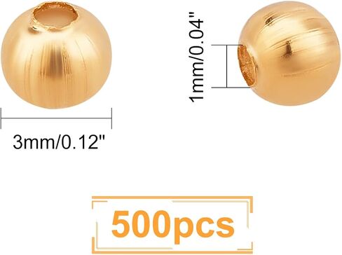 UNICRAFTALE About 500pcs Golden 304 Stainless Steel Beads Round Spacer Metal Beads Tiny Smooth Beads for Jewelry Making About 3mm in Diameter. in Saudi Arabia