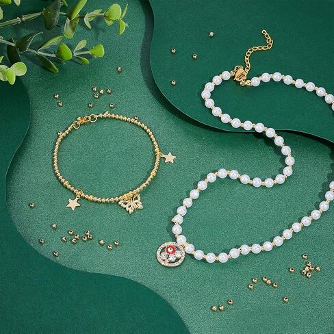 UNICRAFTALE About 500pcs Golden 304 Stainless Steel Beads Round Spacer Metal Beads Tiny Smooth Beads for Jewelry Making About 3mm in Diameter. in Saudi Arabia