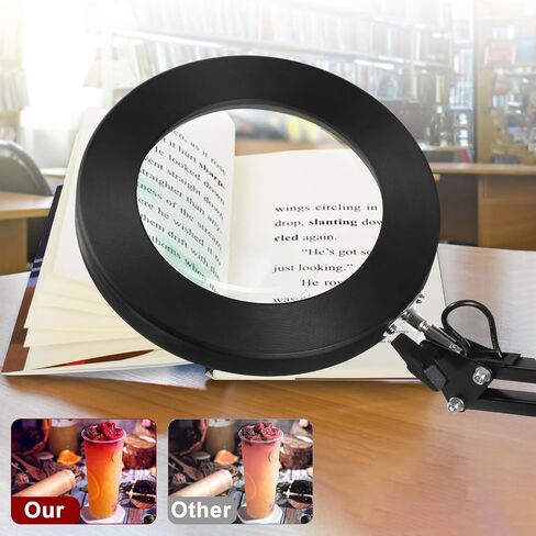 12X Magnifying Glass with Light and Stand, 2-in-1 Lighted Magnifier with Clamp 5 Color Modes LED Desk Lamp,Hands Free for Craft Hobby Reading Painting Sewing Close Work (5 Inches) in Saudi Arabia