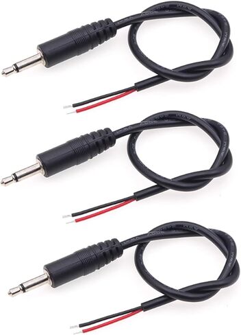 Single Short 0.3M/1FT 3.5mm 1/8" Male Plug to Bare Wire Open End Pigtail TS Mono 3.5mm 2 Pole Pigtail Extension for Audio Cable Repair in Kuwait