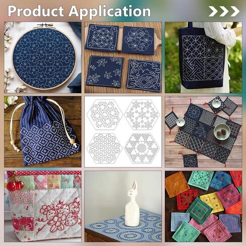 Benecreat 4pcs acrylic sashiko stencil ، هندسي مربع منتشرة سداسي الأدوات تطريز نموذج خط السحب لخط خط خياطة يدوية والتطريز ، سميكة 3 مم in Kuwait