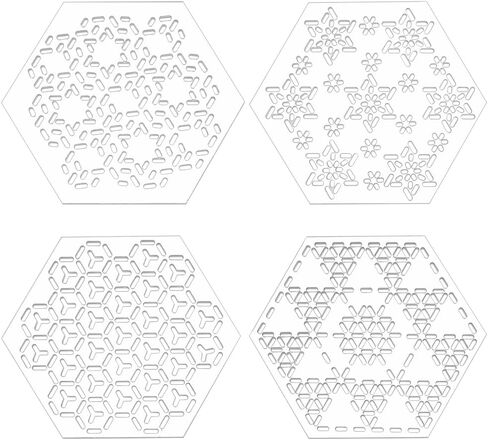 Benecreat 4pcs acrylic sashiko stencil ، هندسي مربع منتشرة سداسي الأدوات تطريز نموذج خط السحب لخط خط خياطة يدوية والتطريز ، سميكة 3 مم in Kuwait