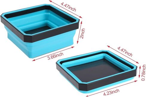 صينية مغناطيسية قابلة للطي، حامل صينية مغناطيسية من السيليكون، مجموعة صينية أجزاء مغناطيسية قابلة للطي للبراغي والمسامير والدبابيس للأدوات الصغيرة (برتقالي - قطعة واحدة) in Kuwait