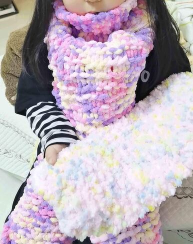 Jumbo Chenille Yarn,Colorful Chunky Chenille Yarn,Arm Knit Yarn,Snuggly Chenille Yarn for DIY Throw Blanket Cat Cave 100g in Saudi Arabia
