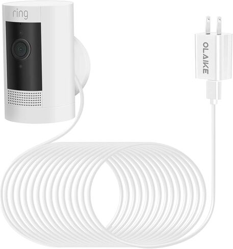 OLAIKE 8m/26ft Indoor/Outdoor Power Adapter for Ring Stick Up Cam Battery/Plug-in, Ring Spotlight Cam Battery, Weatherproof Cable Continuously Charge Camera (No Camera), Black in Kuwait