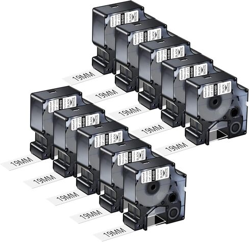NineLeaf 10 Pack Compatible for Dymo Rhino 18488 Black on White Flexible Nylon 12mm 1/2'' Label Tape Replacement with Industrial Rhino Pro 1000 3000 5200 4200 Label Makers in Kuwait