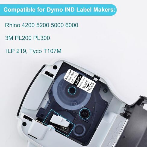 NineLeaf 10 Pack Compatible for Dymo Rhino 18488 Black on White Flexible Nylon 12mm 1/2'' Label Tape Replacement with Industrial Rhino Pro 1000 3000 5200 4200 Label Makers in Kuwait
