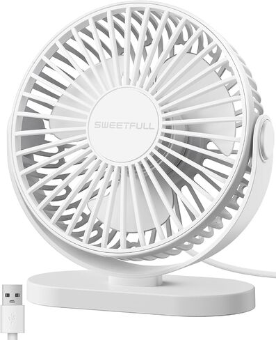 SWEETFULL USB Desk Fan Small Quiet - 3 Speeds Mini Personal Portable Fan 360° Rotation Adjustable, 5 Inch Office Table Cooling Gadgets on Desktop (Blue) in Saudi Arabia