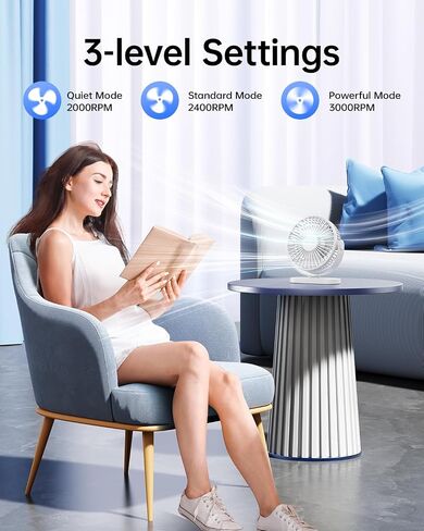 SWEETFULL USB Desk Fan Small Quiet - 3 Speeds Mini Personal Portable Fan 360° Rotation Adjustable, 5 Inch Office Table Cooling Gadgets on Desktop (Blue) in Saudi Arabia