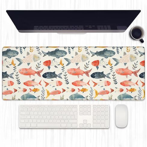 Cute Rabbit and Floral Gaming Mouse Pad, Extended Lovely Bunny Desk Mat Computer Laptop Mousepad, Robust Stitched Edges, 31.5"×11.8" Large Office Keyboard Mouse Pads for Home Desktop Decor in Saudi Arabia