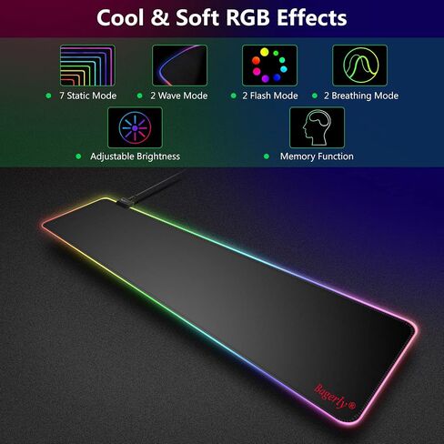 RGB Mousepad, Large Extended Led Mousepad with 14 Lighting Modes, Non-Slip & Waterproof Rubber Base Computer Keyboard Pad Mat(31.5"x11.8") in Saudi Arabia