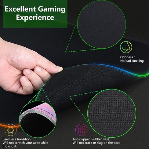 RGB Mousepad, Large Extended Led Mousepad with 14 Lighting Modes, Non-Slip & Waterproof Rubber Base Computer Keyboard Pad Mat(31.5"x11.8") in Saudi Arabia