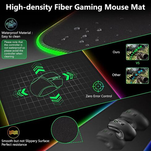RGB Mousepad, Large Extended Led Mousepad with 14 Lighting Modes, Non-Slip & Waterproof Rubber Base Computer Keyboard Pad Mat(31.5"x11.8") in Saudi Arabia