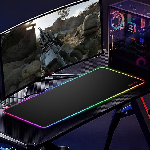 RGB Mousepad, Large Extended Led Mousepad with 14 Lighting Modes, Non-Slip & Waterproof Rubber Base Computer Keyboard Pad Mat(31.5"x11.8") in Saudi Arabia