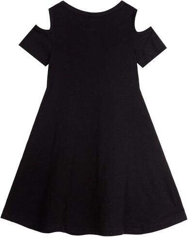 LittleSpring Girls Cold Shoulder Short Sleeve Summer Swing Dress in Kuwait