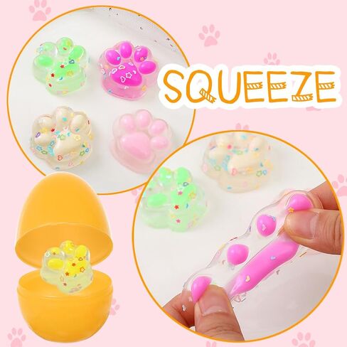 24PCS Prefilled Easter Eggs with Cat Paw Squishy Toys, Colorful Easter Eggs Filled with Cat Paw Mochi Toys for Easter Egg Hunt Easter Basket, Kids School Party Favor, Classroom Prize Supplies in Saudi Arabia