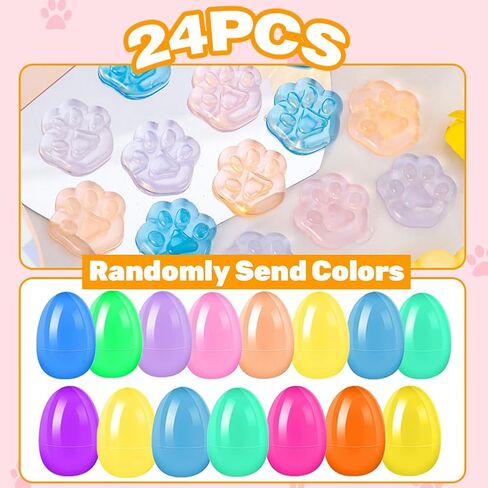 24PCS Prefilled Easter Eggs with Cat Paw Squishy Toys, Colorful Easter Eggs Filled with Cat Paw Mochi Toys for Easter Egg Hunt Easter Basket, Kids School Party Favor, Classroom Prize Supplies in Saudi Arabia