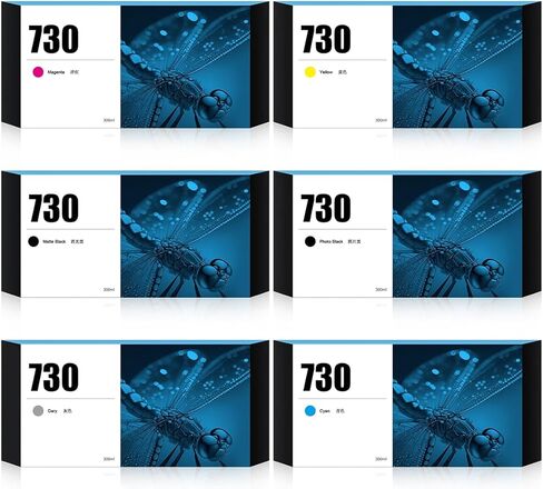 730 Ink Cartridges 300ml 6Pack Compatible with HP DesignJet T1600 T1700 T2600 Printers Replacement for HP 730 Ink Cartridges P2V68A P2V69A P2V70A P2V71A P2V72A P2V73A in Saudi Arabia