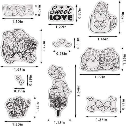 Hying Valentines Day Gnome Words Clear Stamps for Card Making, Valentine Heart Love Dwarf Transparent Rubber Stamps for Bullet Journal DIY Scrapbook Decoration Handmade Crafts Notebook in Saudi Arabia