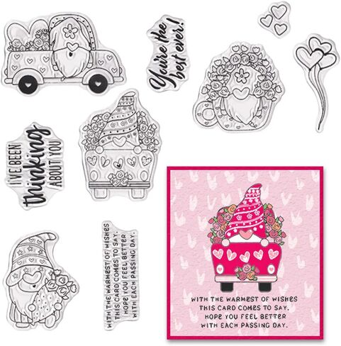 Hying Valentines Day Gnome Words Clear Stamps for Card Making, Valentine Heart Love Dwarf Transparent Rubber Stamps for Bullet Journal DIY Scrapbook Decoration Handmade Crafts Notebook in Saudi Arabia