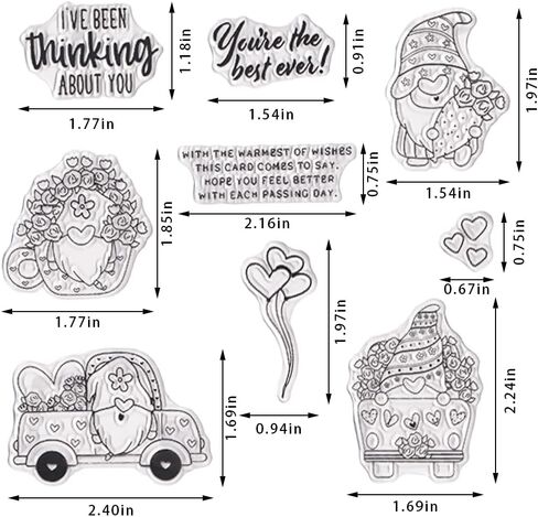Hying Valentines Day Gnome Words Clear Stamps for Card Making, Valentine Heart Love Dwarf Transparent Rubber Stamps for Bullet Journal DIY Scrapbook Decoration Handmade Crafts Notebook in Saudi Arabia