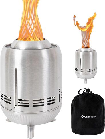 KingCamp 6.4 * 12IN Smokeless Tabletop Fire Pit with Stand,Wood Burning or Pellet Fueled Camping Stove with Tornado Flame Effect, Stainless Steel Fire Pit for Camping, Outdoor,Bonfire & Patio, 3.2LBS in Saudi Arabia