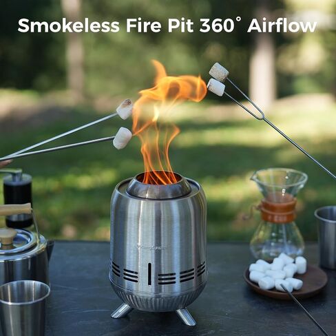 KingCamp 6.4 * 12IN Smokeless Tabletop Fire Pit with Stand,Wood Burning or Pellet Fueled Camping Stove with Tornado Flame Effect, Stainless Steel Fire Pit for Camping, Outdoor,Bonfire & Patio, 3.2LBS in Saudi Arabia