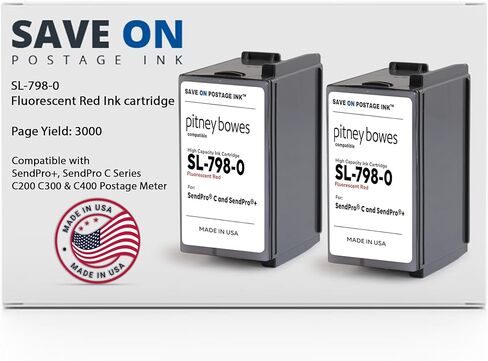 خرطوشة حبر Pitney Bowes Bowes المتوافقة SL -798-0 - خرطوشة الحبر الأحمر الفلوريسنت لـ Sendpro+، Sendpro C Series C200 C300 & C400 Postage Meter - حبر طابعة الحبر البديلة. in Kuwait