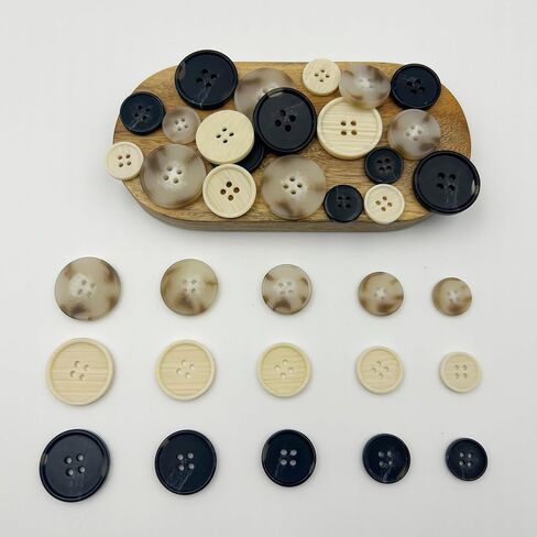 108 Pcs Mixed Color Sewing Buttons,3 Color 5 Size of Clothing Sewing Buttons, Eco-Friendly Craft Buttons, Suit Coats 4-Hole Button (Mix Color 3) in Saudi Arabia