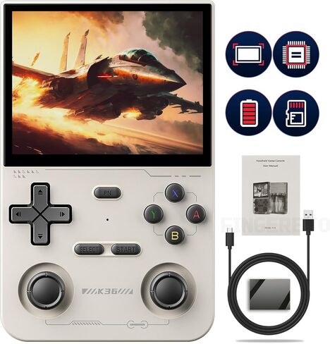K36 Handheld Game Console 3.5-in 640*480 IPS OCA Screen 3500mAh RK3326 Opensource System Black Transparent in Kuwait
