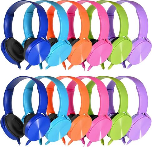 Kids Headphones Bulk 2 Pack for School Classroom K-12, Wired Durable On Ear Earphones for Student Children Toddler Teens Boys Girls and Adult (HY450, Black) in Kuwait