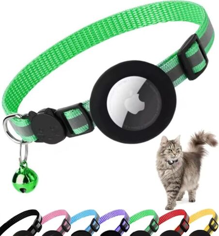 Airtag Cat Collar Reflective Kitten Collar with Apple Air Tag Holder and Bell for Girl Boy Cats Breakaway Lightweight (Pink) in Saudi Arabia