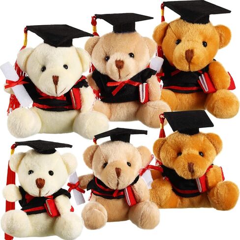 Sumind 6 Pieces Graduation Bears Class of 2025 Graduation Plush Bears Bulk Stuffed Animal with Cap for Kindergarten Primary School College High School Party Favors(Black) in Saudi Arabia