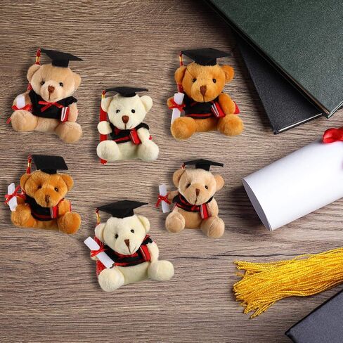 Sumind 6 Pieces Graduation Bears Class of 2025 Graduation Plush Bears Bulk Stuffed Animal with Cap for Kindergarten Primary School College High School Party Favors(Black) in Saudi Arabia