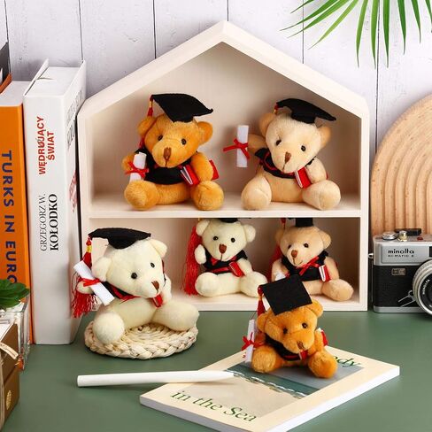 Sumind 6 Pieces Graduation Bears Class of 2025 Graduation Plush Bears Bulk Stuffed Animal with Cap for Kindergarten Primary School College High School Party Favors(Black) in Saudi Arabia